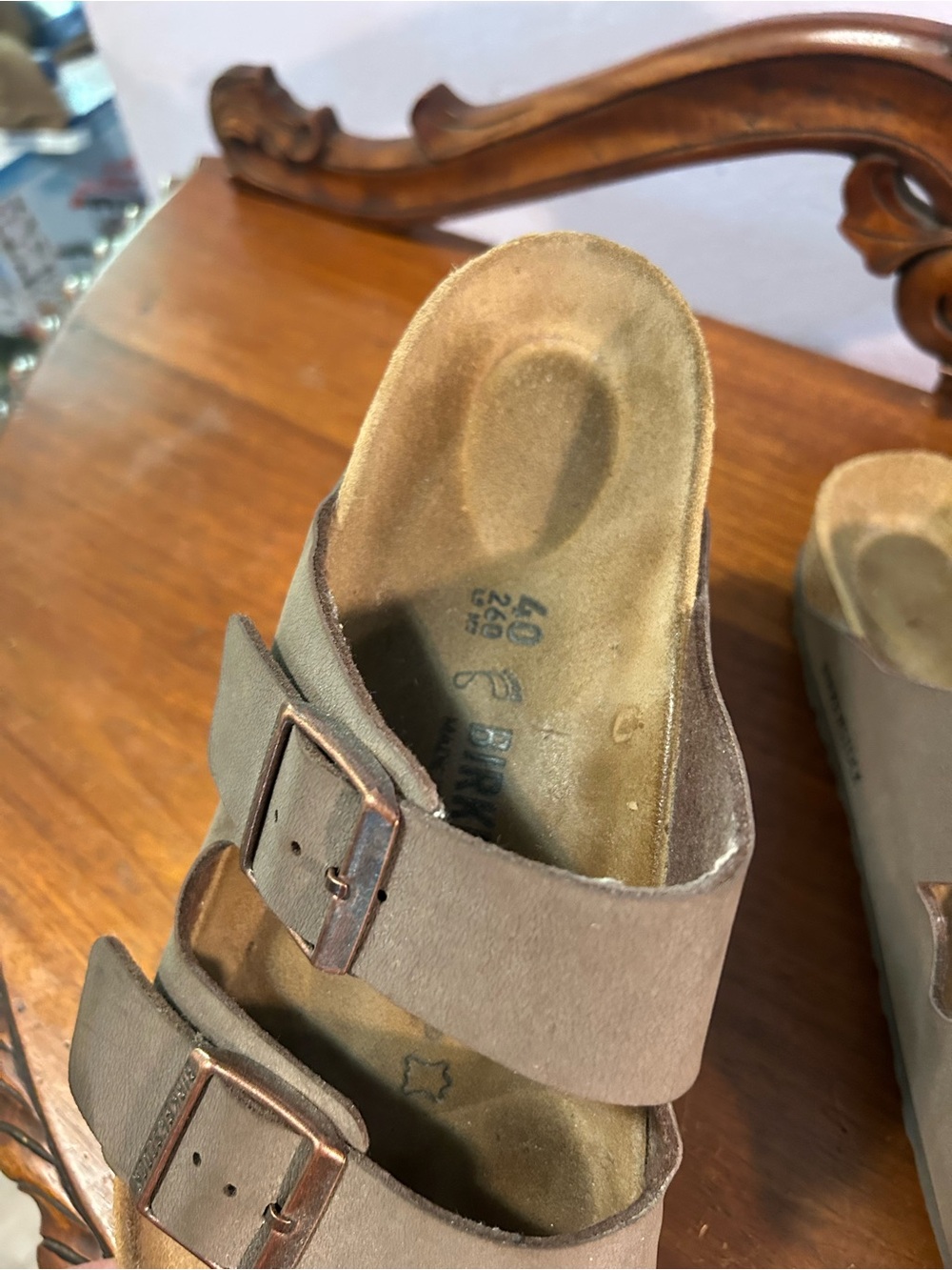Birkenstock Arizona Mocha Slides Men’s 7 Women’s 9 Nice - Picture 5 of 13